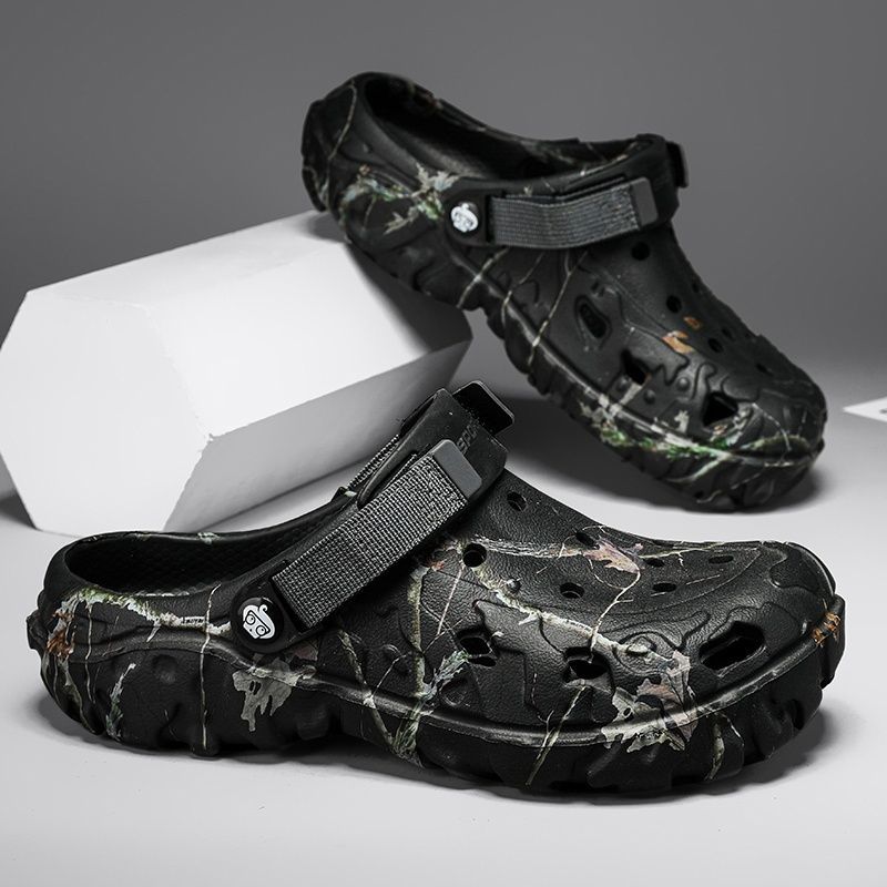 Men'S Summer Mules Beach Shoes Thick-Soled Mules EVA Shoes Anti-Slip Shoes - Black - Size 39