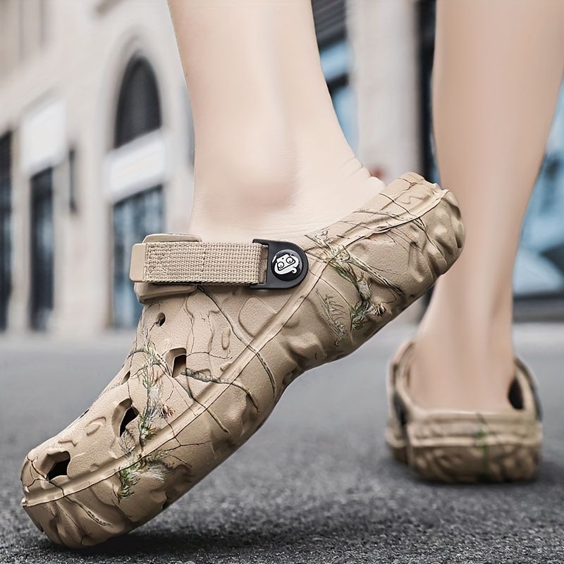 Men'S Summer Mules Beach Shoes Thick-Soled Mules EVA Shoes Anti-Slip Shoes - Khaki - Size 46