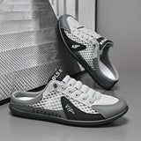 Men'S Casual Shoes Slip-On Shoes Semi-Slippers Anti-Slip Shoes Wear-Resistant - Gray - Size 46
