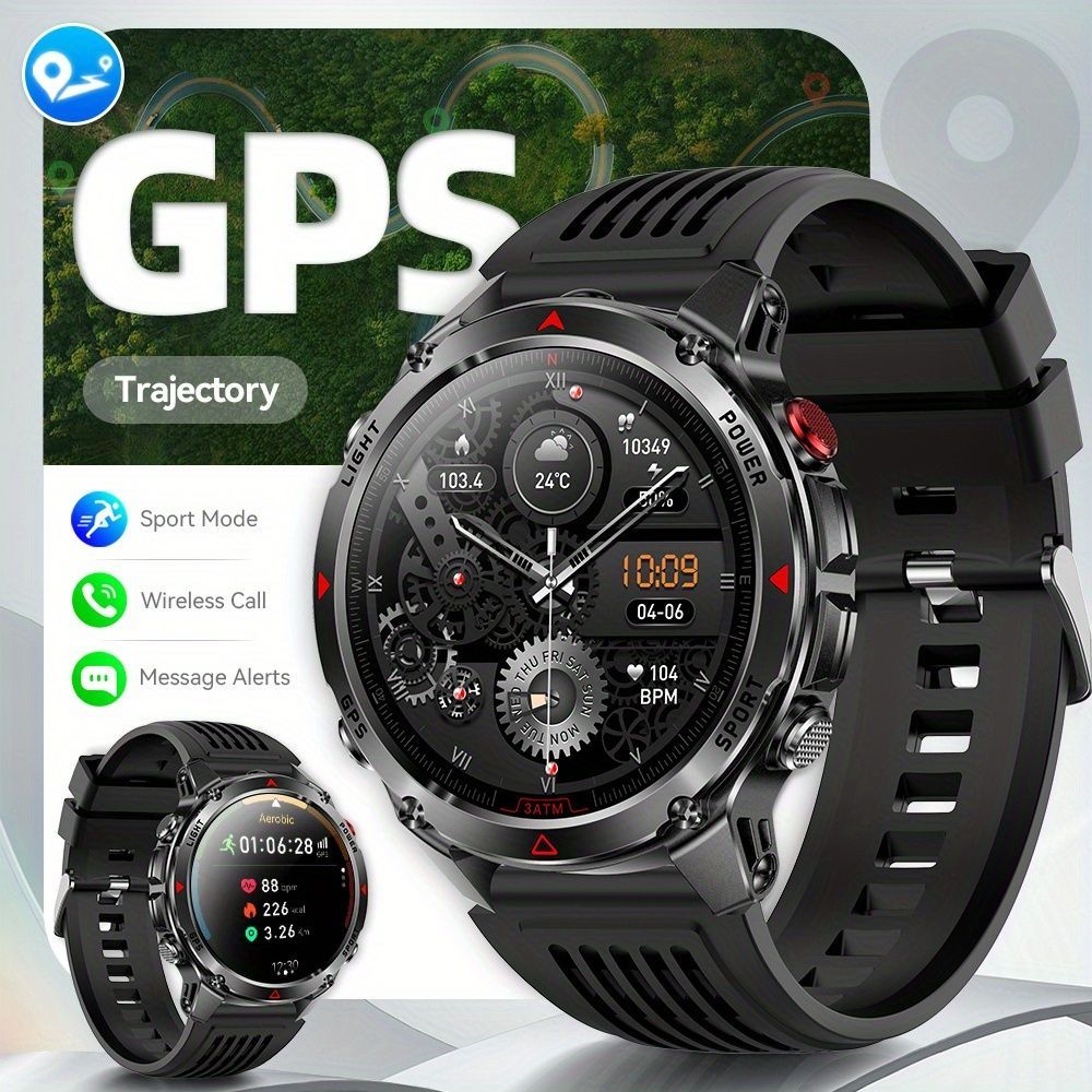 Men'S Outdoor Smart Watch GPS Sports Watch Water-Resistant Smart Watch Wireless - Black - Size 01
