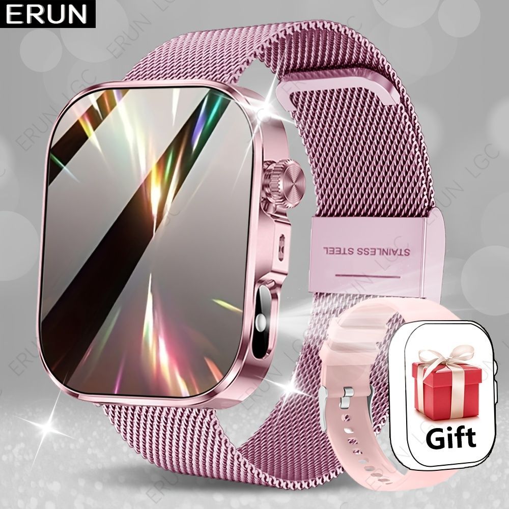 Unisex Smart Watch Stainless Steel Strap Fitness Tracker Call Reminder Message - Pink - Size 01