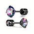White Synthetic Diamond Earrings Embossed Floral Pattern Stud Earrings - Rainbow - Size 01