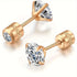 White Synthetic Diamond Earrings Embossed Floral Pattern Stud Earrings - Rose gold - Size 01