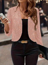 Sparkly Women'S Jacket Sheer Jacket Women'S Outerwear Fashion Jacket Glamorous - Pink - Size M