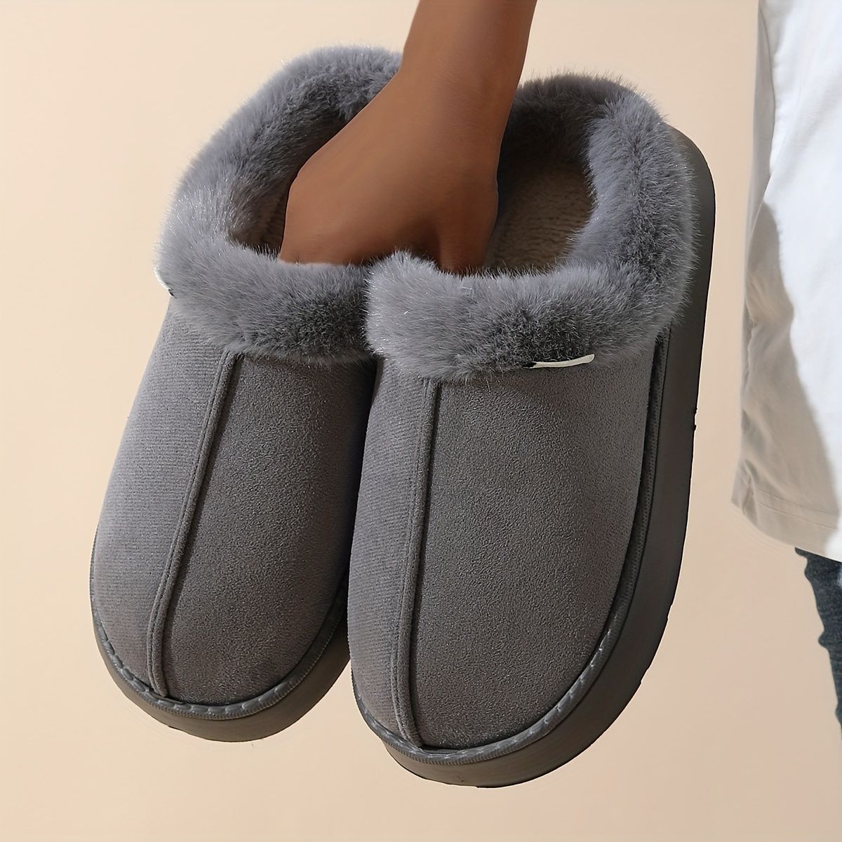 Women'S Furry Slippers Cosy House Shoes Australian Women’S Lounge Slippers Warm - Gray - Size 36