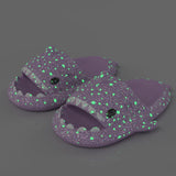 Ladies Shark Slippers Glowing Glitter Slippers Quick-Dry Slippers Non-Slip EVA - Purple - Size 43
