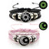 Luminous Sun and Moon Couple Bracelet - Night Light with Woven Leather Jewelry, Suitable for Couples, Adjustable Long Distance Love Gift