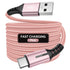 Pink Black 240W Type-C Cable Super Fast Charging 2M Data Cable Pink Charging Cable Durable