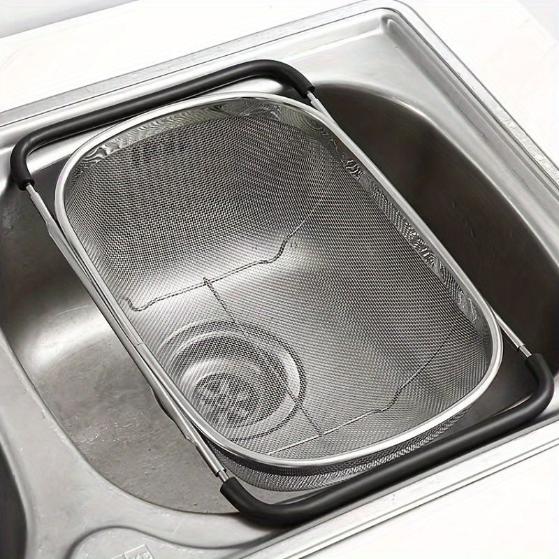 Black Gray Over-Sink Colander Stainless Steel Colander Kitchen Sink Colander Fruit And