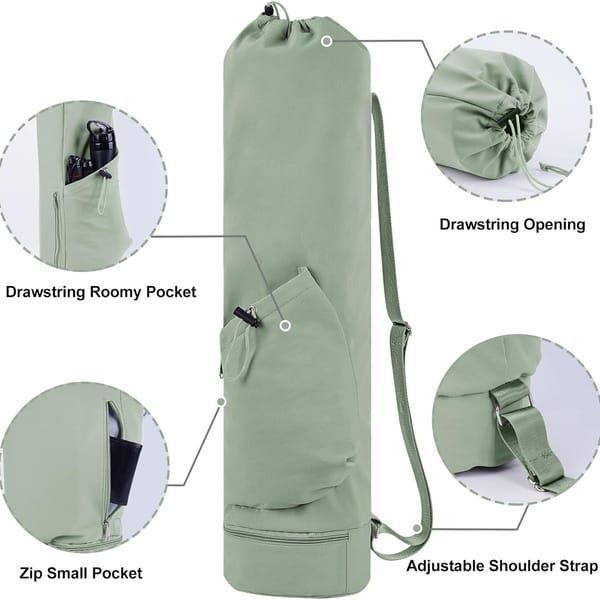Green Yoga Mat Bag Yoga Accessories Pilates Bag Fitness Bag Yoga Essentials Durable
