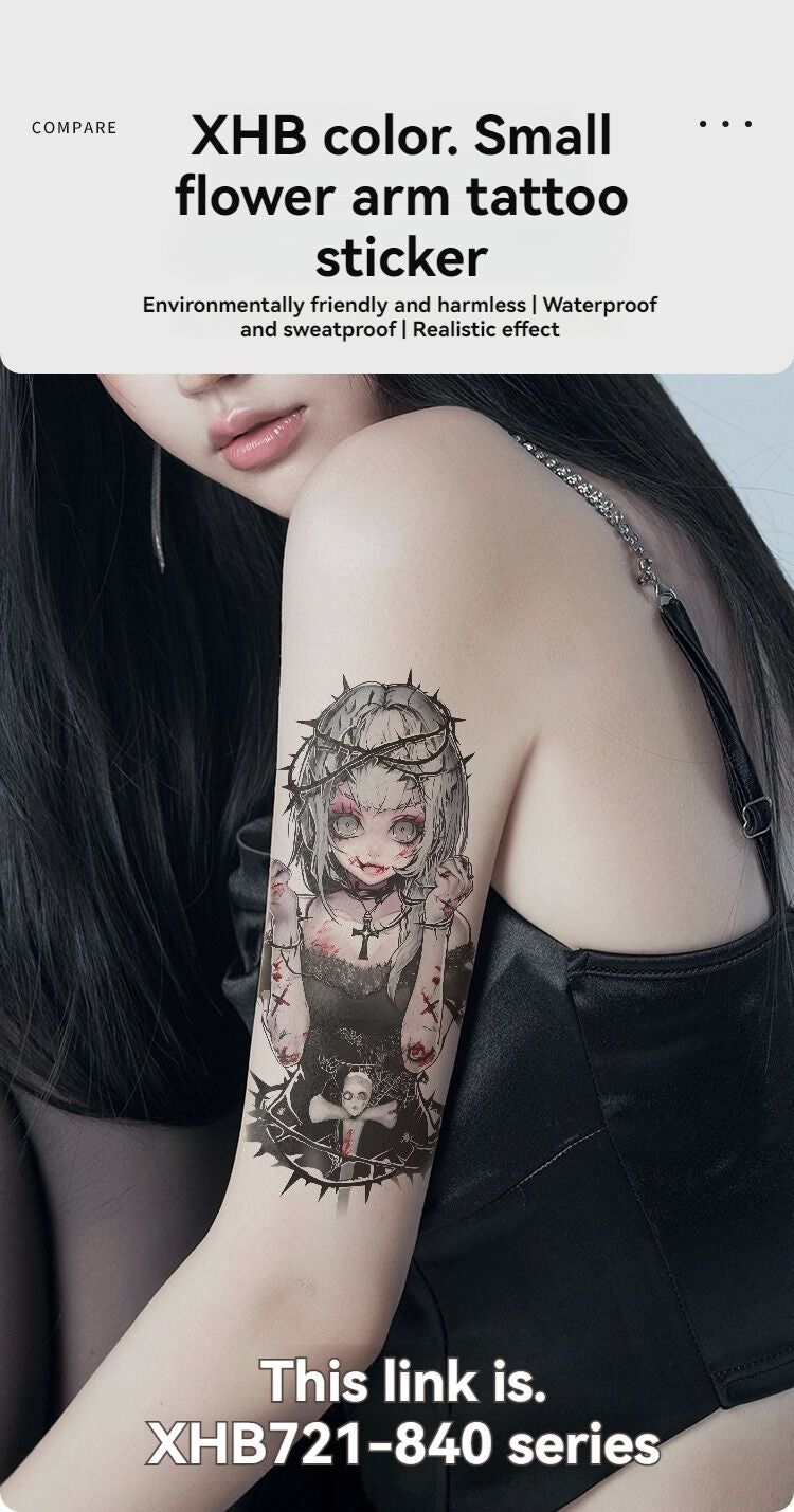 8 new colorful half-arm tattoo stickers, anime colorful waterproof resin one-time tattoo stickers