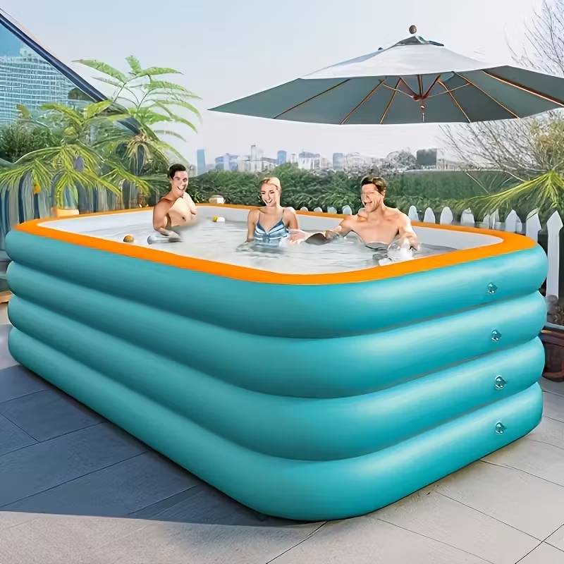 Large inflatable swimming pool, green swimming pool, suitable for home yard, outdoor pool, summer family gathering, must-have pool for playing water