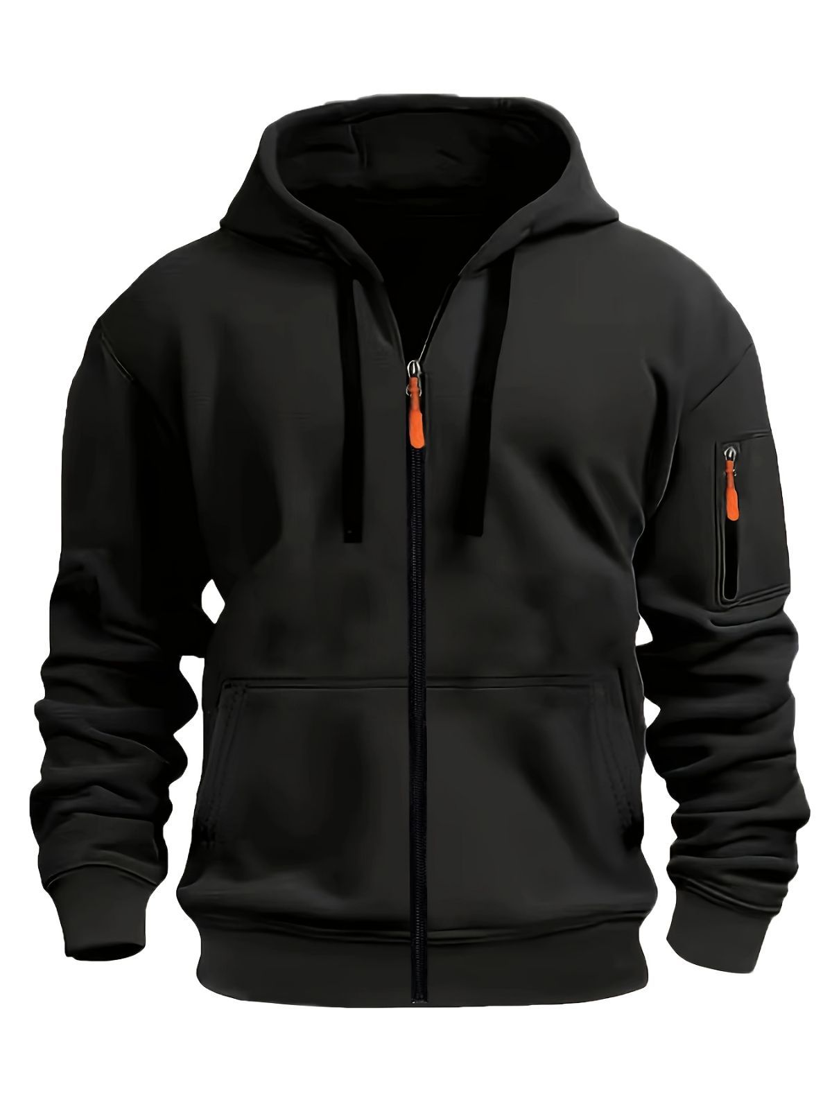 Unisex Hoodie Zip-Up Hoodie Autumn Winter Jacket Fleece Jacket Outdoor Training - Black - Size M(AU M/EU48)