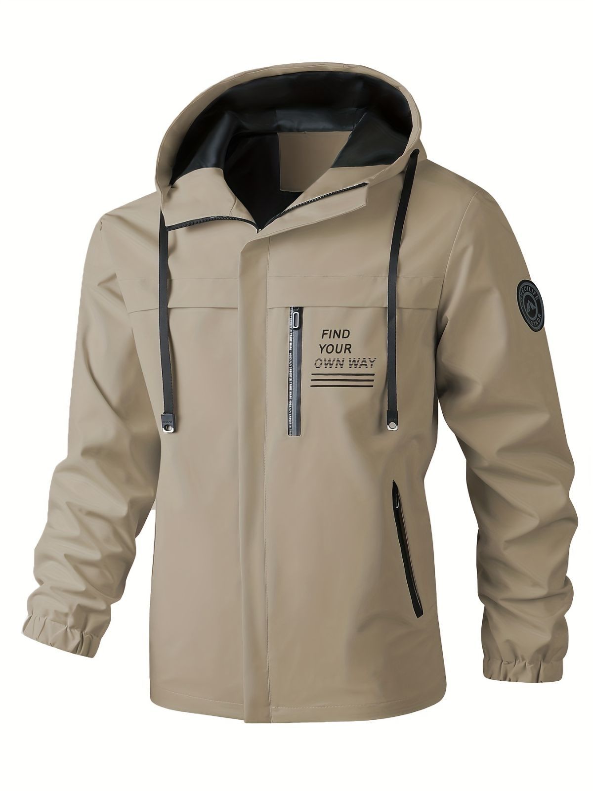 Men'S Hooded Windbreaker Lightweight Windbreaker Casual Jacket With Pockets - Black - Size M(AU M/EU48)