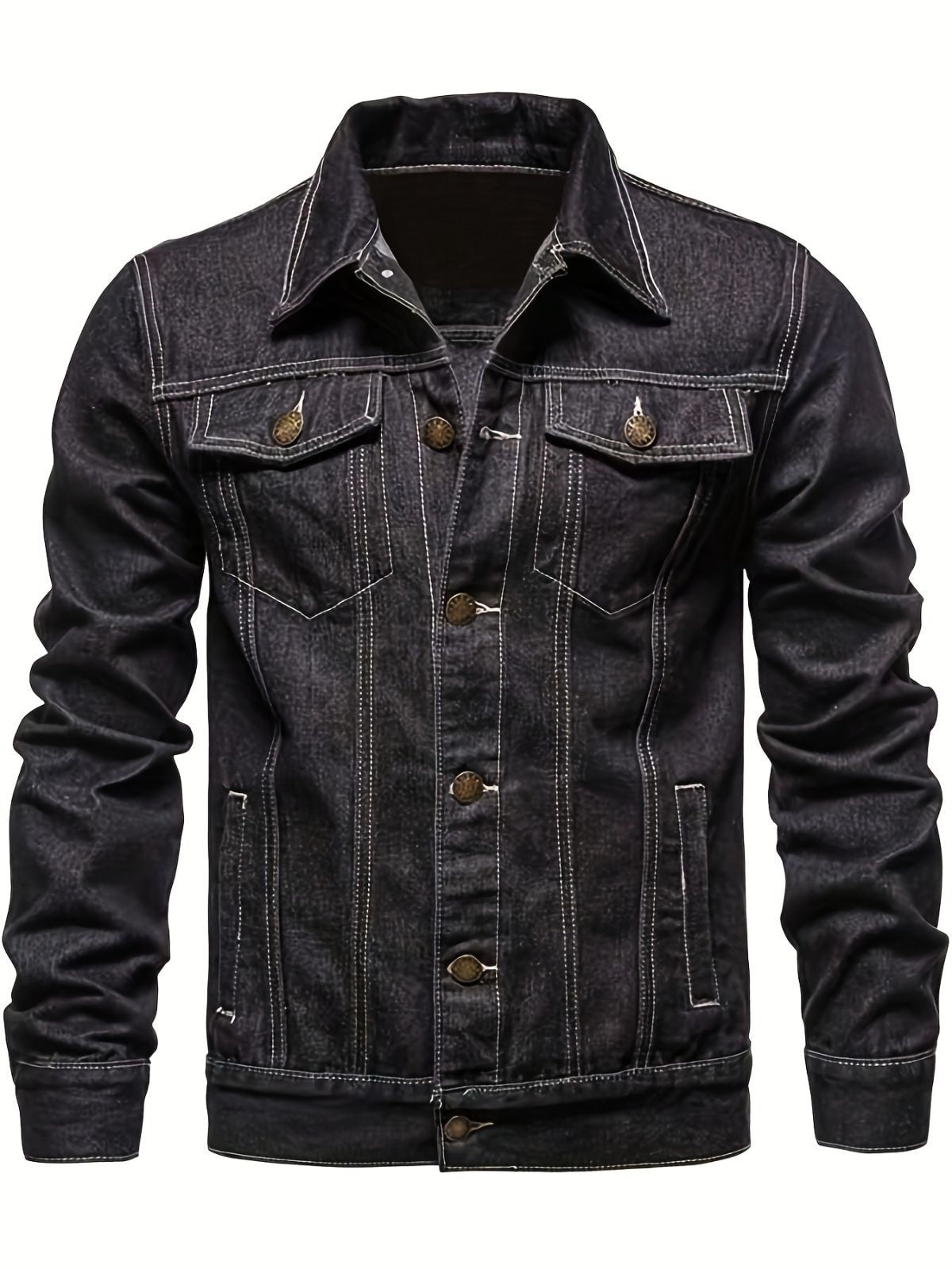 Men'S Formal Shirt Slim Fit Dress Shirt Long Sleeve Shirt Printed Shirt - Black - Size M(AU M/EU48)