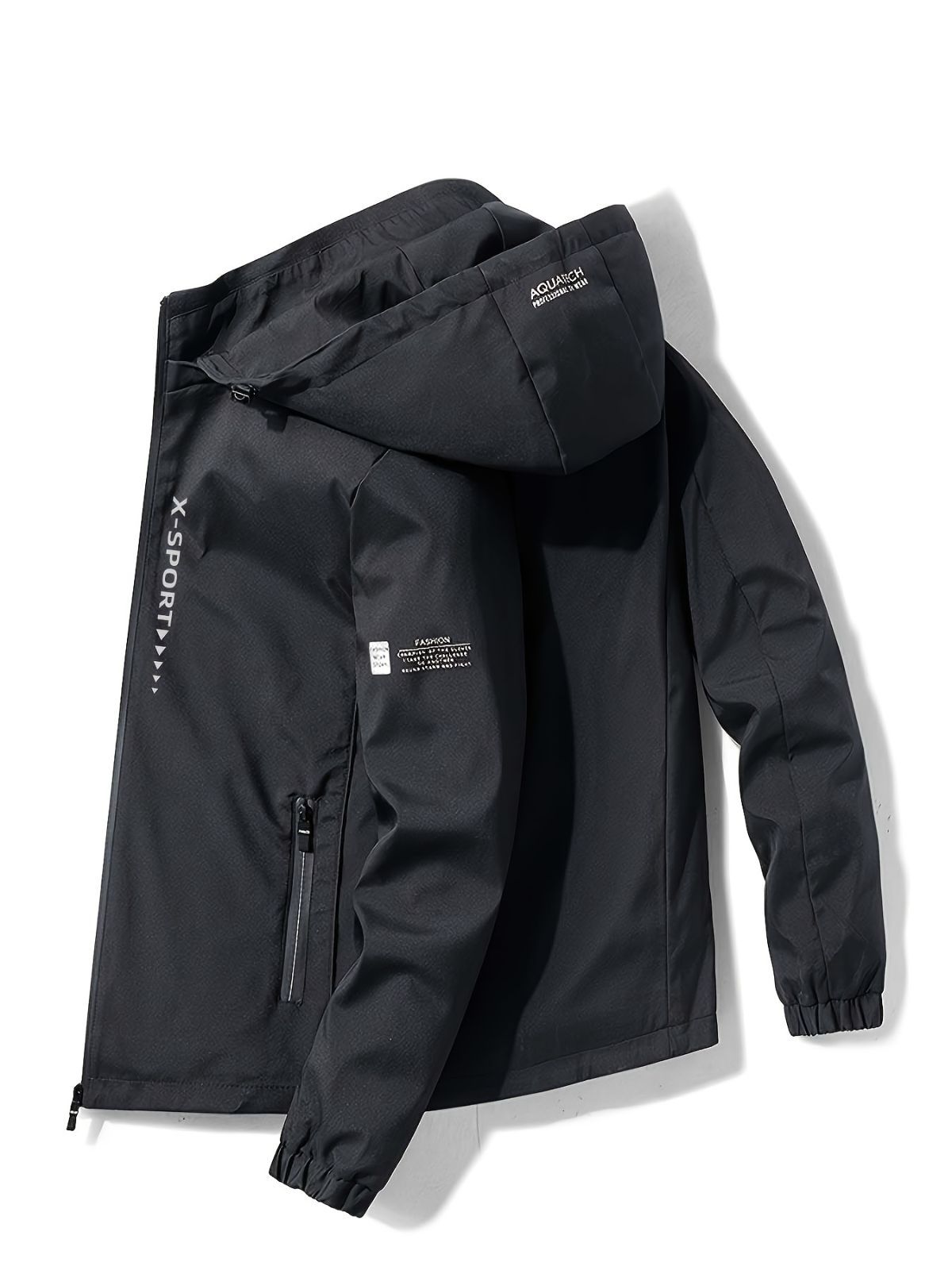 Men'S Hooded Jacket Outdoor Sport Jacket Lightweight Windbreaker Zip Pocket - Dark Gray - Size XL(AU XL/EU52)