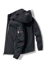 Men'S Hooded Jacket Outdoor Sport Jacket Lightweight Windbreaker Zip Pocket - Black - Size M(AU M/EU48)