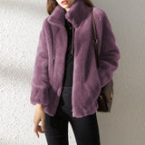 Women's  Faux Fur Jacket | Trendy & Warm Coat - Brown - Size S(AU S/EU46)