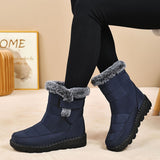 Women's Faux-Fur Trimmed Snow Boots - Blue - Size 10(AU10/EU38)