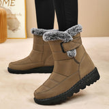 Women's Faux-Fur Trimmed Snow Boots - Coffee - Size 12(AU12/EU40)