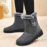 Women's Faux-Fur Trimmed Snow Boots - Gray - Size 12(AU12/EU40)