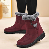 Women's Faux-Fur Trimmed Snow Boots - Red - Size 8(AU8/EU36)
