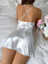 Satin Backless Cami Sleep Dress - Gray - Size M(AU M/EU48)