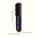Black Silver Wireless Hair Straightening Comb Fast Heating Hair Comb Women'S Hair Styling