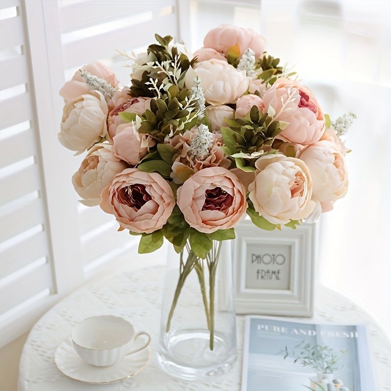 香槟色 White Artificial Peony Bouquet Champagne Colored Peonies Home Decoration Event
