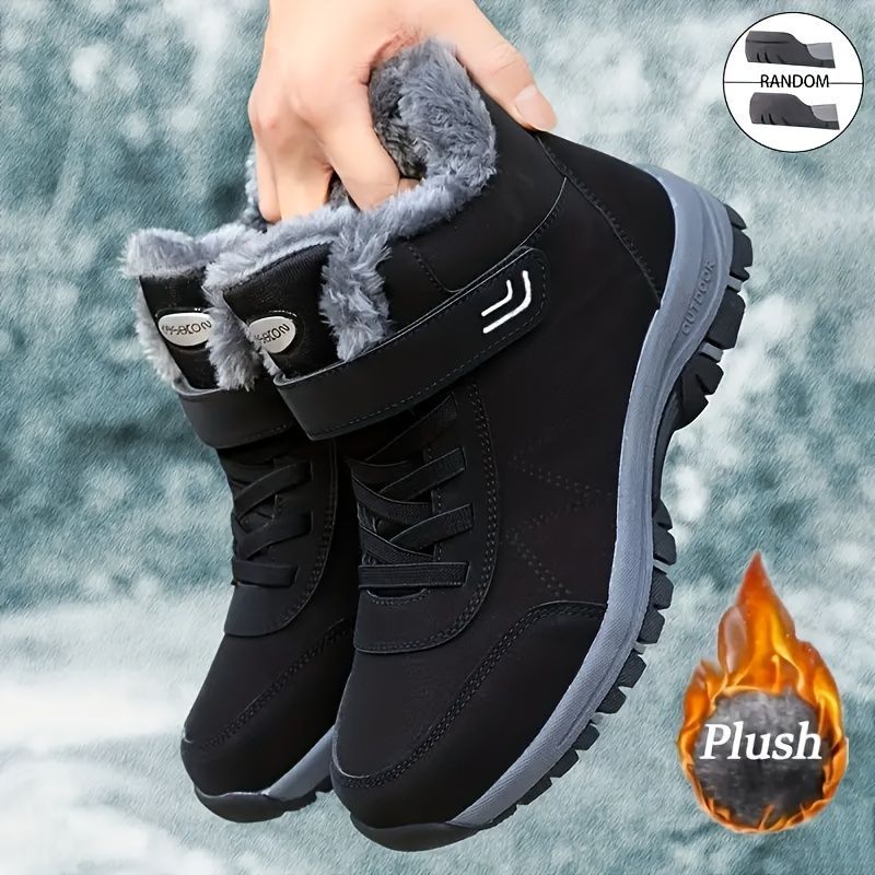 Women's winter boots, couple style, autumn and winter, men's and women's outdoor sports high-top hiking shoes, women's warm, fleece-lined, thick, slip-resistant, abrasion-resistant, soft sole, old people's shoes, parents' shoes, large size, short boots, m