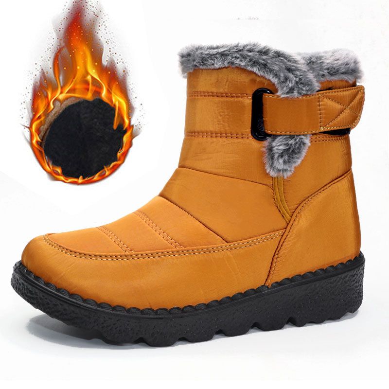 Women's Faux-Fur Trimmed Snow Boots - Yellow - Size 10(AU10/EU38)