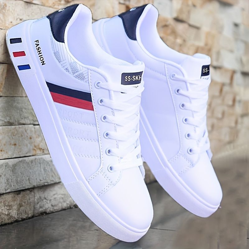 Koonexy Men'S Skate Shoes Low-Top Sneakers Pvc Sole Casual Sneakers Formal - White - Size 13(AU13/EU46)