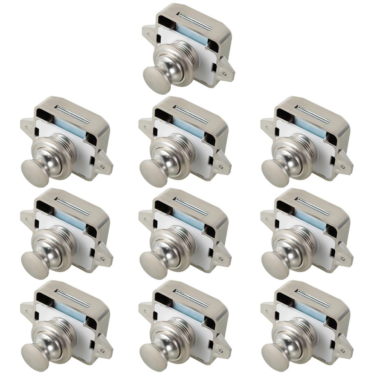 10Pcs Push Button Latch Elegant Cabinet Door Catch Keyless Cupboard Locks Decorative Push Button Latch Pearl Color/Brown Door Catch for RV Drawer Door Cabinet Yachts