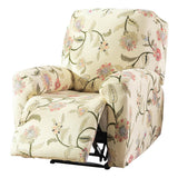 Recliner Cover Anti Scratch Lazy Recliner Chair Cover Protective Stretching Printed Reclining Chair Cover Sofa Slipcovers Convenient Elastic Reclining Chair Slipcover for Home - Beige - Size Two-seater