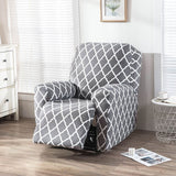 Recliner Cover Anti Scratch Lazy Recliner Chair Cover Protective Stretching Printed Reclining Chair Cover Sofa Slipcovers Convenient Elastic Reclining Chair Slipcover for Home - Gray - Size One-seater