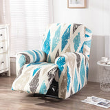 Recliner Cover Anti Scratch Lazy Recliner Chair Cover Protective Stretching Printed Reclining Chair Cover Sofa Slipcovers Convenient Elastic Reclining Chair Slipcover for Home - Sky Blue - Size Two-seater