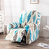 Recliner Cover Anti Scratch Lazy Recliner Chair Cover Protective Stretching Printed Reclining Chair Cover Sofa Slipcovers Convenient Elastic Reclining Chair Slipcover for Home - Sky Blue - Size Two-seater