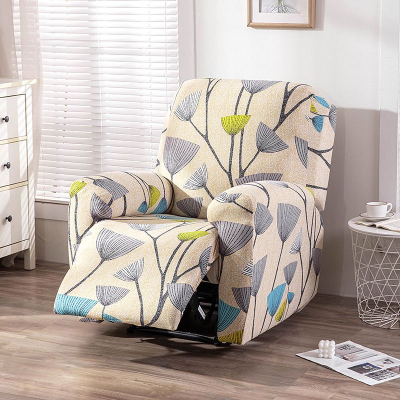 Recliner Cover Anti Scratch Lazy Recliner Chair Cover Protective Stretching Printed Reclining Chair Cover Sofa Slipcovers Convenient Elastic Reclining Chair Slipcover for Home - Yellow - Size Three-seater