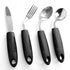 Weighted Adaptive Utensils, 4Pcs Weighted Utensils for Hand Tremors, 45°Angled Parkinsons Utensils for Elderly, 3.5oz Weighted Built Up Utensils for Adults, Disabled, Parkinson - Black - Size Left-Handed