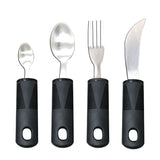 Adaptive Utensils, Weighted Utensils for Hand Tremors, Utensils for Parkinsons Patients,Elderly,Arthritis,Weak Hand Grip,Tremors & Handicapped. Stainless Steel Knife,Fork and Spoons Set - Black - Size 4pcs