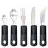 Adaptive Utensils, Weighted Utensils for Hand Tremors, Utensils for Parkinsons Patients,Elderly,Arthritis,Weak Hand Grip,Tremors & Handicapped. Stainless Steel Knife,Fork and Spoons Set - Black - Size 5pcs