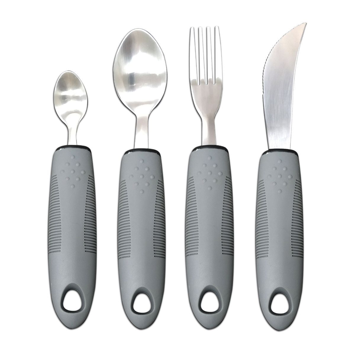 Adaptive Utensils, Weighted Utensils for Hand Tremors, Utensils for Parkinsons Patients,Elderly,Arthritis,Weak Hand Grip,Tremors & Handicapped. Stainless Steel Knife,Fork and Spoons Set - Gray - Size 4pcs