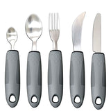Adaptive Utensils, Weighted Utensils for Hand Tremors, Utensils for Parkinsons Patients,Elderly,Arthritis,Weak Hand Grip,Tremors & Handicapped. Stainless Steel Knife,Fork and Spoons Set - Gray - Size 5pcs
