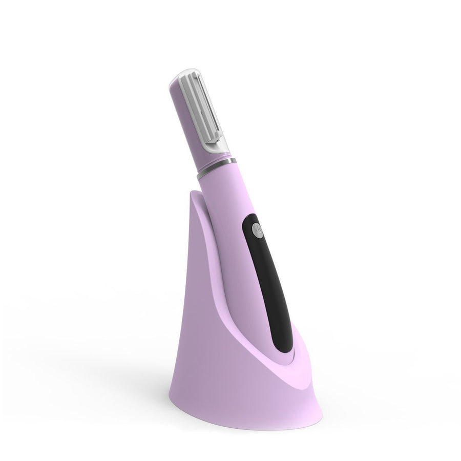 Sonic Dermaplane Razor for Women Face,Eyebrow Trimmer Facial Exfoliation & Peach Fuzz Hair Removal Dermaplaning Tool with LED Light,3 Speeds,2 Types Blades,Lightweight for Home Travel Use - Purple - Size 230mm