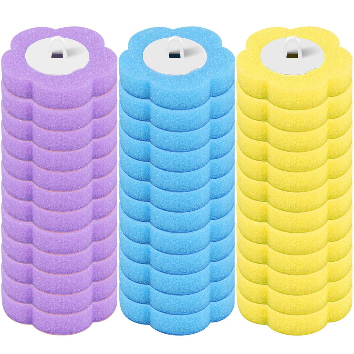 36 Pack Disposable Toilet Bowl Cleaner Wand Refills, 360° Sponge Replacement Heads for Wall Mounted Brush System, Hygienic Deep Cleaning Bathroom Scrubber Pads
