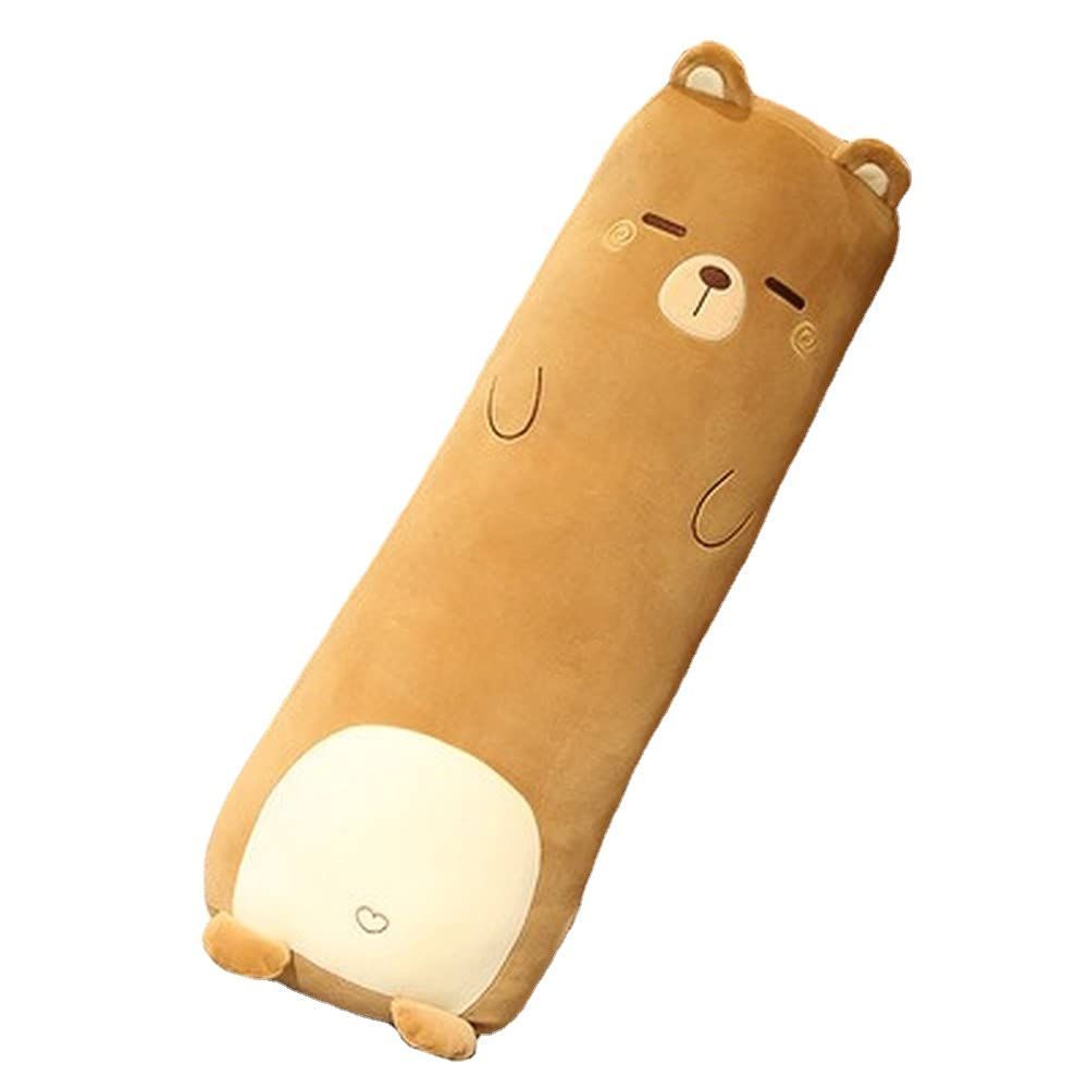 Long-Shaped Pillow Plush Pillow Hugging Pillow Soft Pillow Sleeping Pillow Gift - Brown - Size 27in