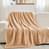 Updated Grey Throw Blanket for Couch and Bed- Super Soft and Warm 3D Checkered Fluffy Fuzzy Fleece Blanket, Luxurious Plush Cozy Blanket for Room Decor Spring - Brown - Size 200cm*230cm