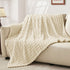 Updated Grey Throw Blanket for Couch and Bed- Super Soft and Warm 3D Checkered Fluffy Fuzzy Fleece Blanket, Luxurious Plush Cozy Blanket for Room Decor Spring - Beige - Size 200cm*230cm