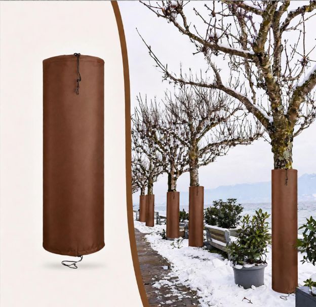 100*30*30cm 2 Pack Palm Tree Root Protectors Winter Protection for Trees Root Self Adhesive Plant Trunk Insulation Cover with Drawstring for Garden Outdoor Cold Weather Plants Trunk Protection - Brown 