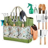 Complete Garden Tool Set with Tote Bag-Green